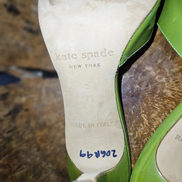 Kate Spade Italian Vintage 70s Dress Slide Green Iridescent Shimmer Heels 5 - Picture 10 of 11